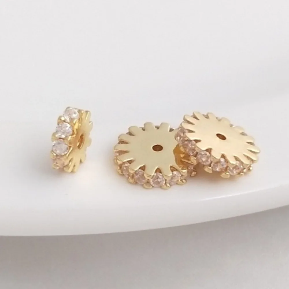 

Copper Bead 14K Gold Color Gear Lace Zircon Spacer Handmade Jewelry Bead Spacer DIY Bracelet Necklace Accessories