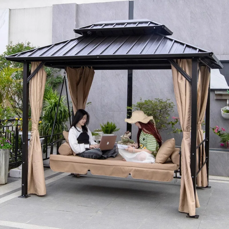 HYS outdoor swing bed rocking chair can sit and lie down dual-purpose swing chair courtyard garden sunshade rain leisure