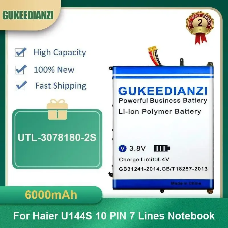 

6000mAh UTL-3078180-2S Laptop Battery For Haier U144S 10 PIN 7 Lines Notebook High Capacity