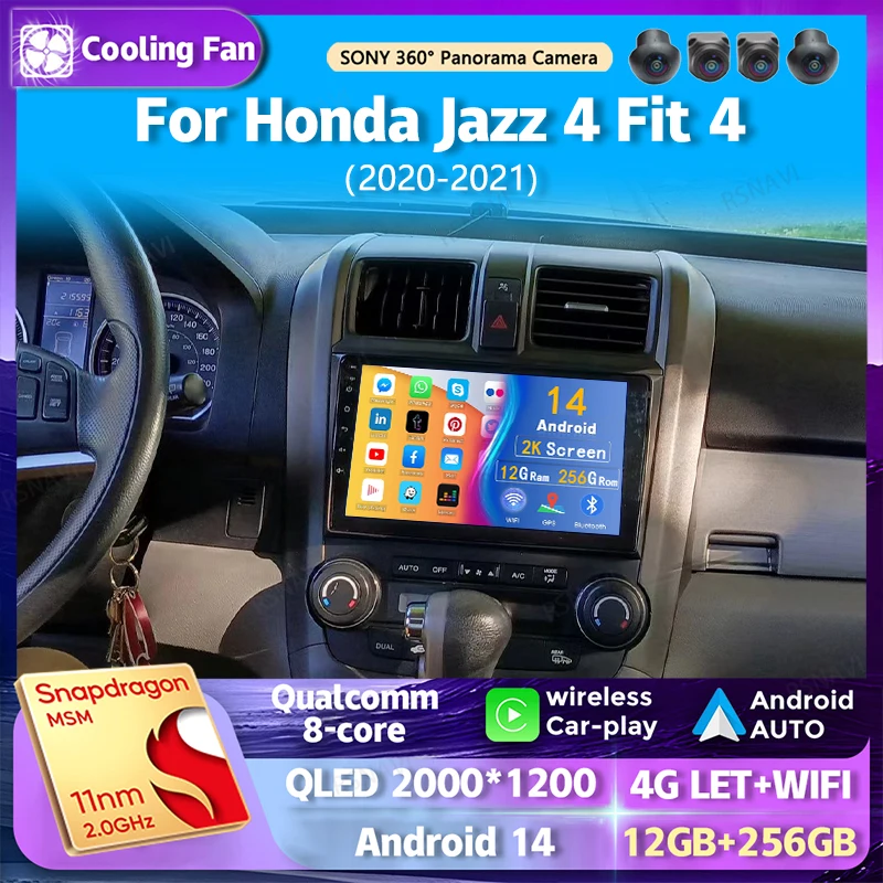 Android 14 wifi+4G Carplay Car Radio For Honda Jazz 4 Fit 4 2020 - 2021 Navigation GPS Multimedia Video Player Stereo auto  DIN