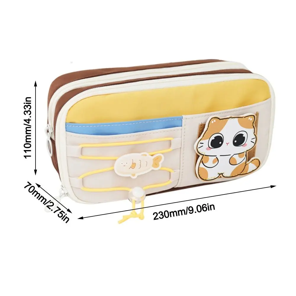 Gifts Cute Cat Pencil Case Oxford Cloth Multi-layer Pen Bag Large Capacity Kids Pen Box School Office