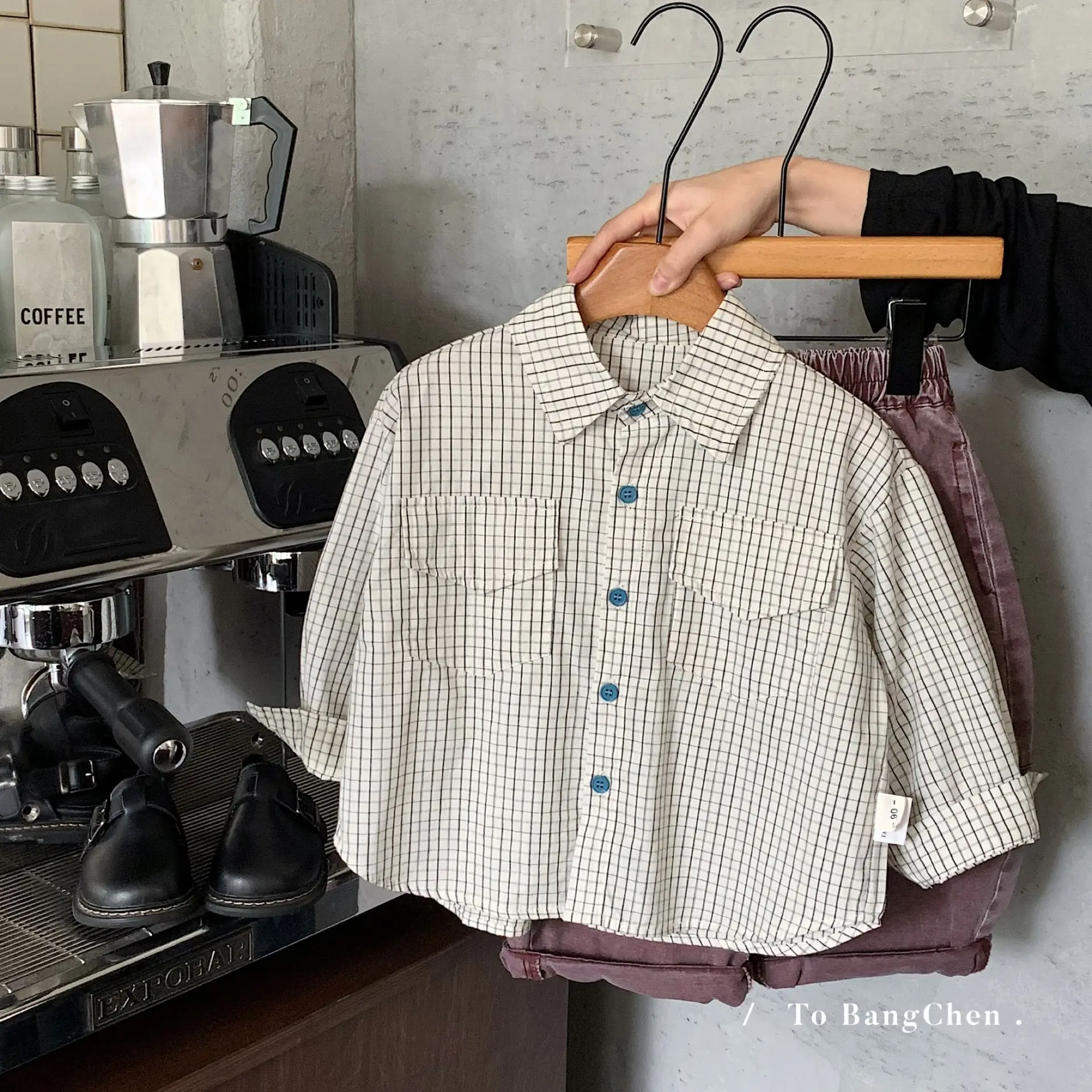 

Children's Shirts 2025 Autumn New Korean Boys Plaid Long-sleeved Student Shirts Cotton Autumn Clothes