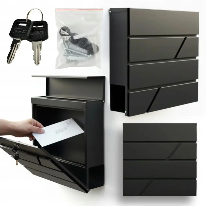 Duża skrzynka na listy, papier A4, gazety, do domu, antracytowa, nowoczesna, praktyczna, niezawodna, elegancki design, prosta, wielofunkcyjna, do codziennego użytku w domu i na zewnątrz, rozwiązanie — 2