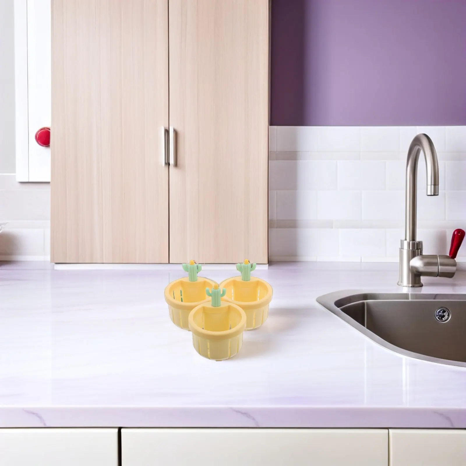 

Набор из 5 пластиковых фильтров-сеток для кухонной раковины в форме кактуса, улавливающих пищевые отходы, для защиты слива