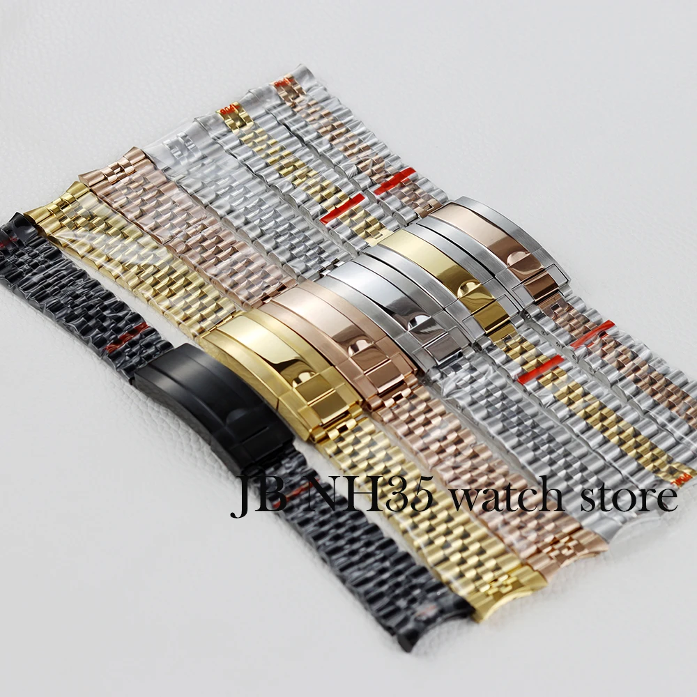 20mm jubilee bracelet gold black rose gold silver soild stainless steel for sub gmt datejust watch 40/36mm nh35 case watchband