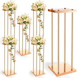 40cm100cm Metal Vase Stand with Plates Gold Floor Metal Column Gold Rectangular  Flower Display Stands Table Flower