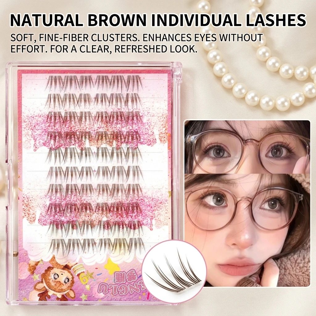 2026 New Manga Eyelash Extendions Korean Style Little Fresh Lashes 11-12mm Transparent Stem False Eyelash Long Fluffy Lash