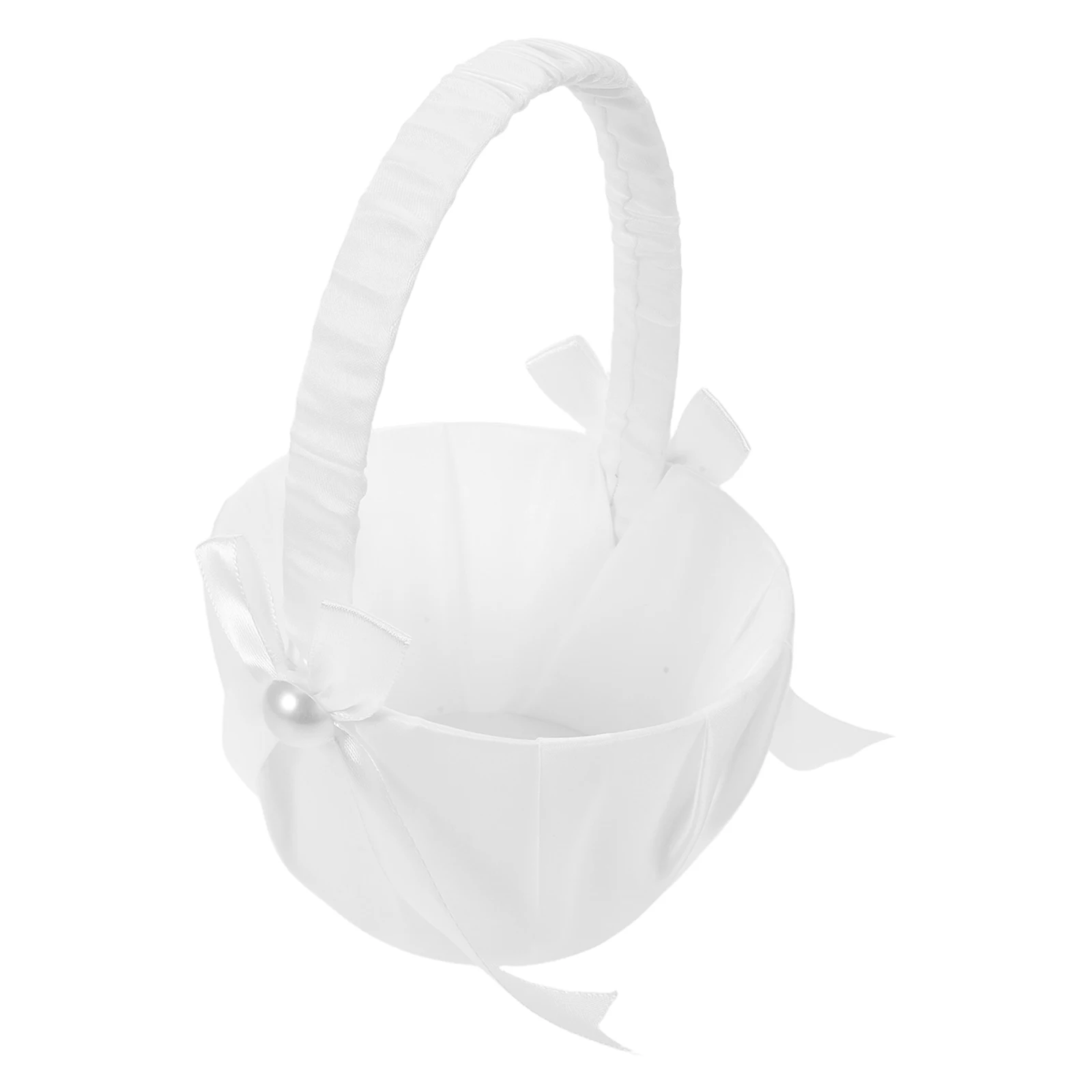 

4 Pcs Basket Wedding Flower Floral for Supplies Girl Bow Flowers White Fairy Baskets with Bowknot Arrangement Bride
