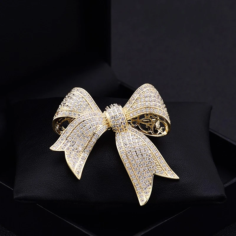 

High-End Brooch Large Bowknot Corsage Women's Vintage Suit Neckline Pin Versatile Clothes Accessories Luxury Jewelry Buckle 6050