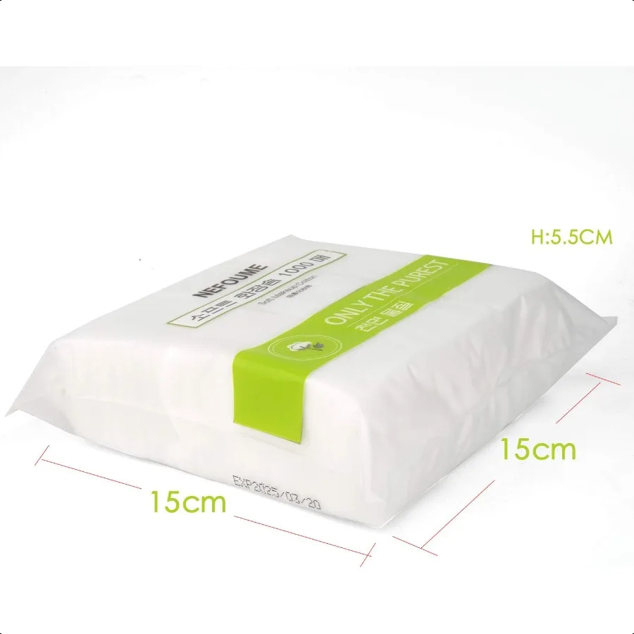 1000 قطعة ماكياج رقيقة الوجه وسادات قطنية مربع مزيل ماكياج وسادات قطنية الوجه العين الشفاه مزيل طلاء الأظافر غير المنسوجة Co