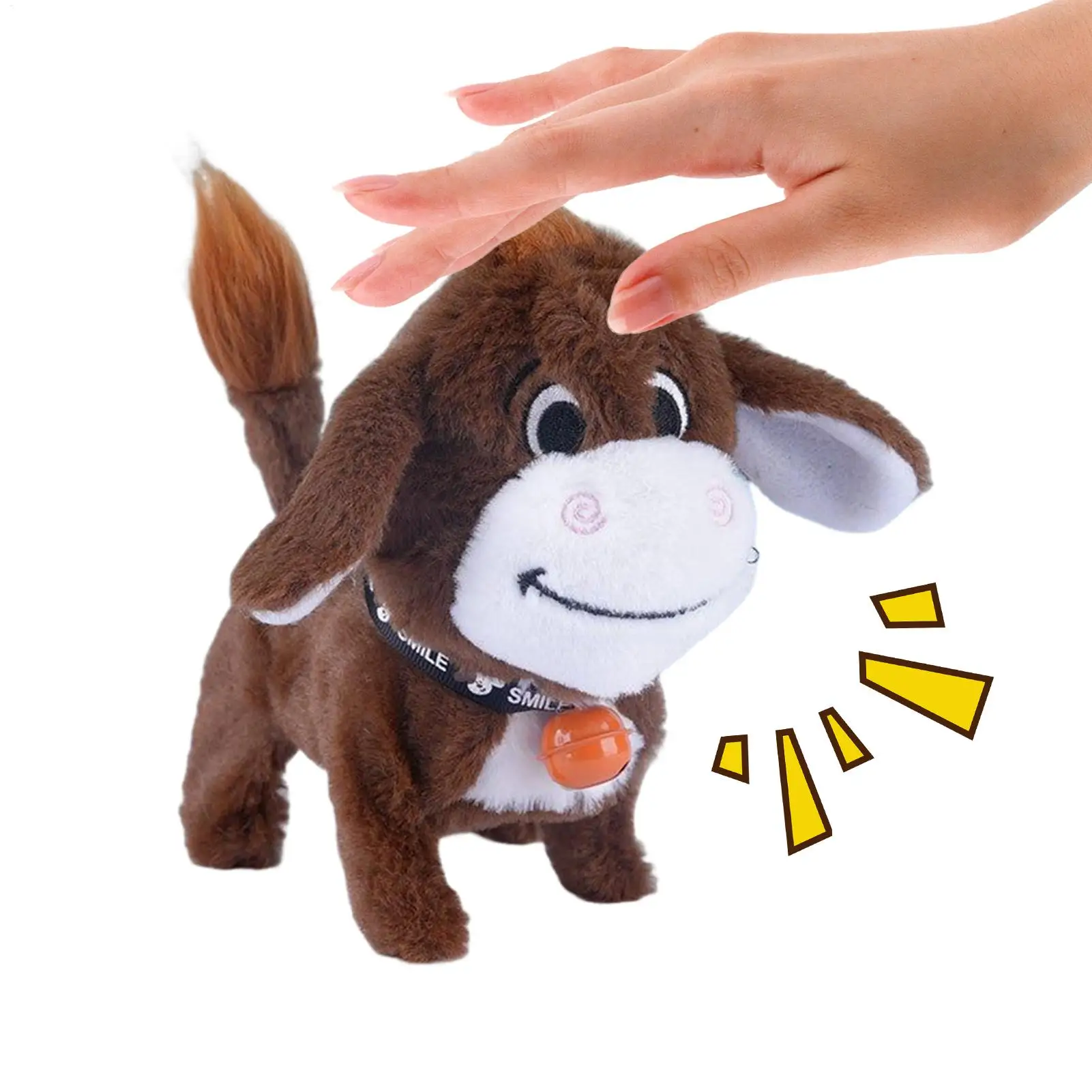 Simulazione di asino elettrico in peluche elettrico Altalena da passeggio Casa da gioco elettronica per animali domestici Bambola Decorazione elettrica interattiva realistica