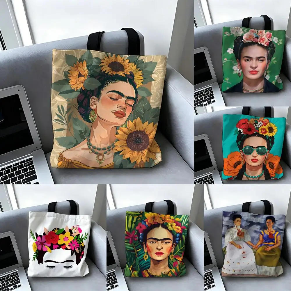 Bolsas de Armazenamento de Arte F-frida Kahlo, Bolsa de Mão Casual para Mulheres, Bolsa de Ombro, Bolsa de Compras e Viagem
