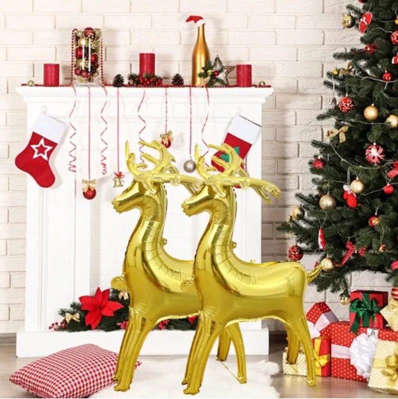 4D Christmas Reindeer Sled Foil Balloon Large 122cm Aluminum Festive Decorations for Party Supplies Holiday Home Decor Xmas Gift - Image 3