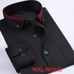 Primavera camisa de casamento masculina formal manga longa plus size grande 3xl 4xl camisas vestido rosa formal azul marinho 9xl 10xl 14xl blusa preta