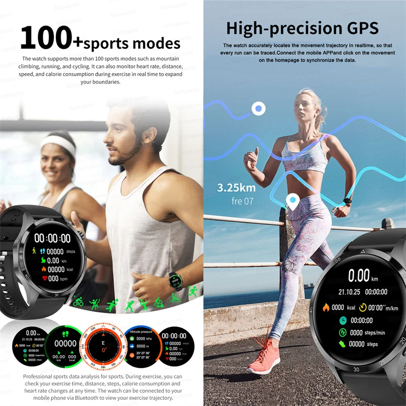 2024 New Smart Watch Mens Bluetooth Call AMOLED Screen GPS Sport Watch Blood Pressure NFC Smartwatch For Android IOS Man women