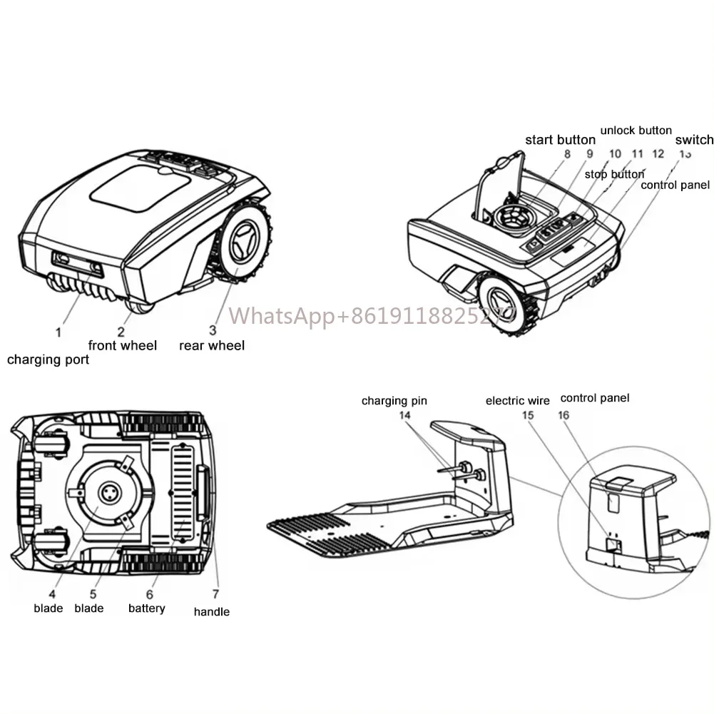 Akx-電動芝刈り機ロボット,e1600,e1600t,GPS,プロ,自走式,ポータブル,第5世代