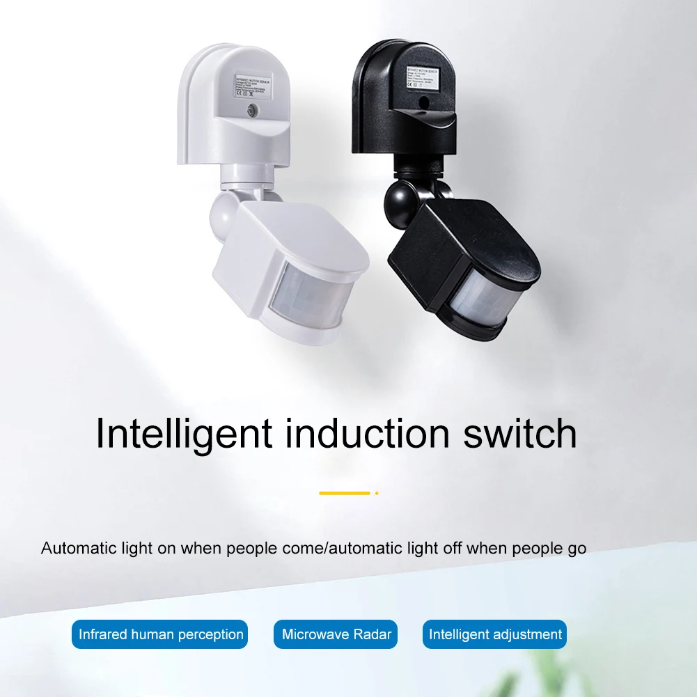 Outdoor PIR Movement Detector 8M Sensing Distance 120° Adjustable Automatic Infrared Motion Sensor Light Switch