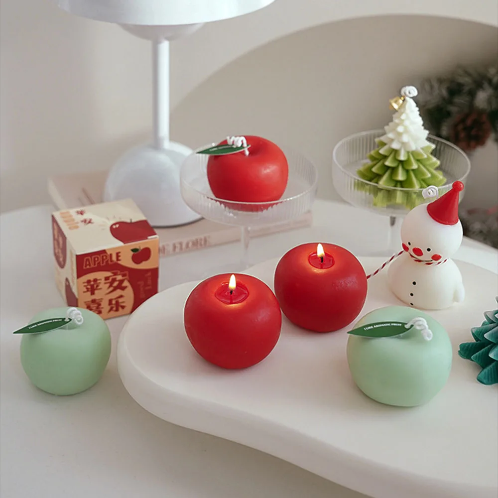 Christmas Candles Atmosphere Fragrance Souvenirs Gifts Birthday Simulation Design Apple Scented Candles Christmas Decorations