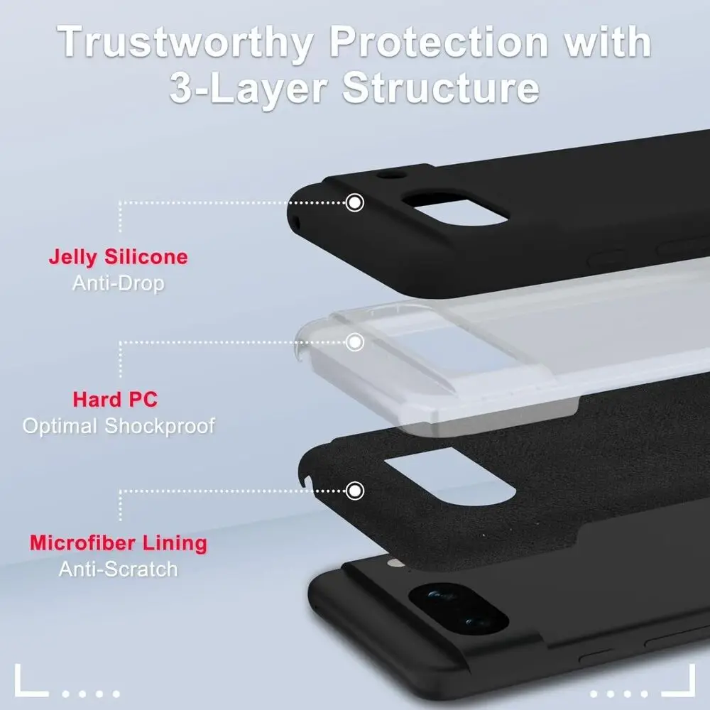 Flexible Liquid Silicone Case For Google Pixel 9 8 7 Pro 8A 7A 6A Protective Cover Bumper Fundas Coque Shell Capa