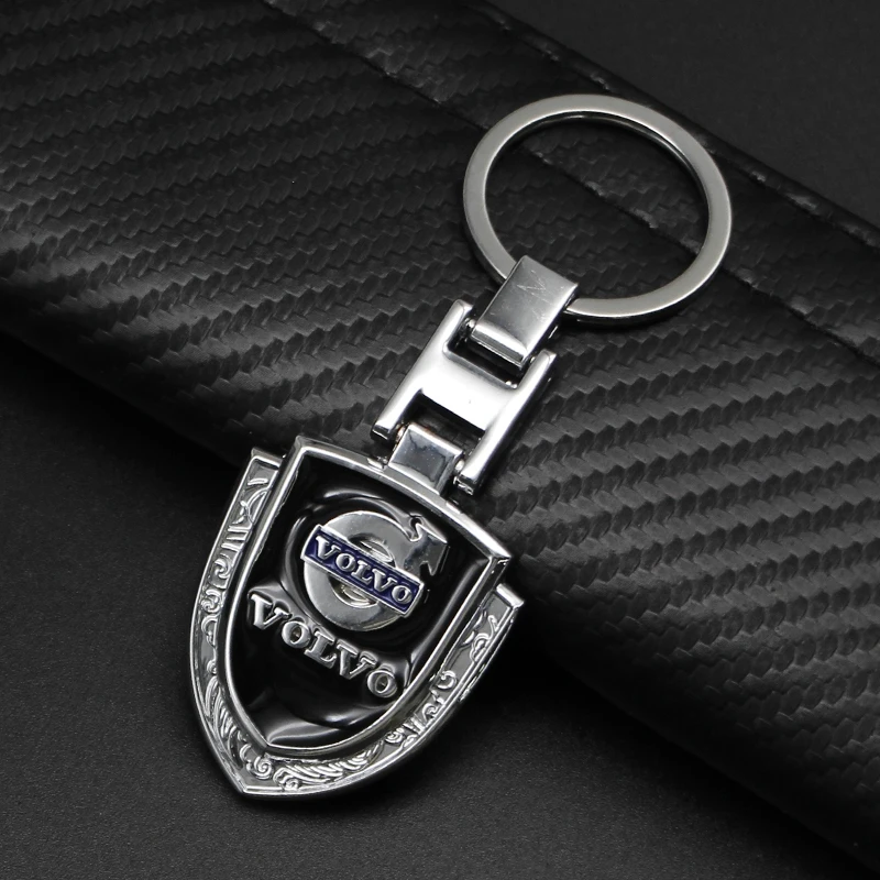 3D Metal+Leather Keychain Key Chain Ring Key Holder Auto Accessories For Volvo XC90 XC60 C30 T6 S60 C70 XC40 V40 XC70 V70 V60