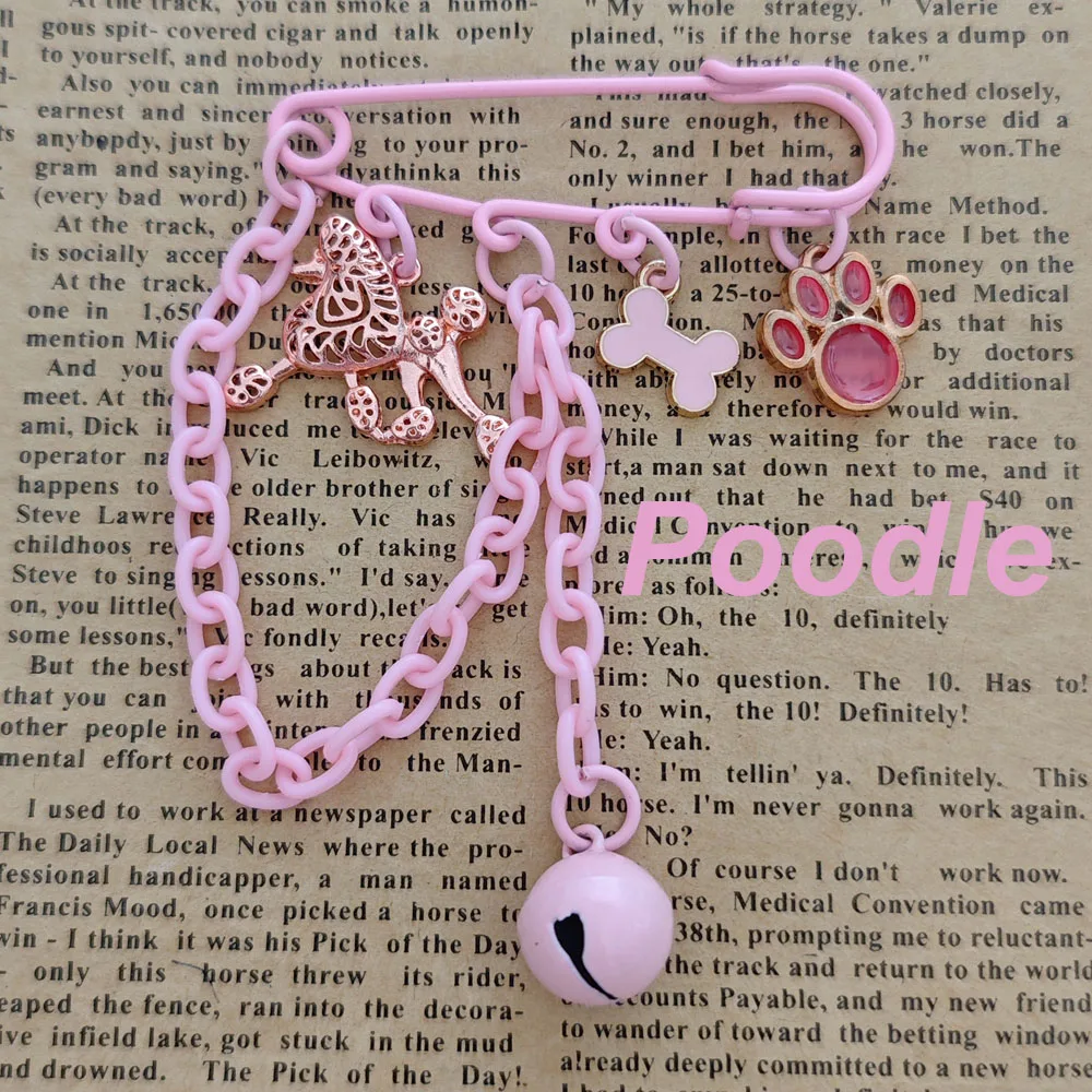 Pink Student Poodle Dog Animal Women Brooch Pins Girlfriend Yorkshire Terrier Breastpin Trendy Gift