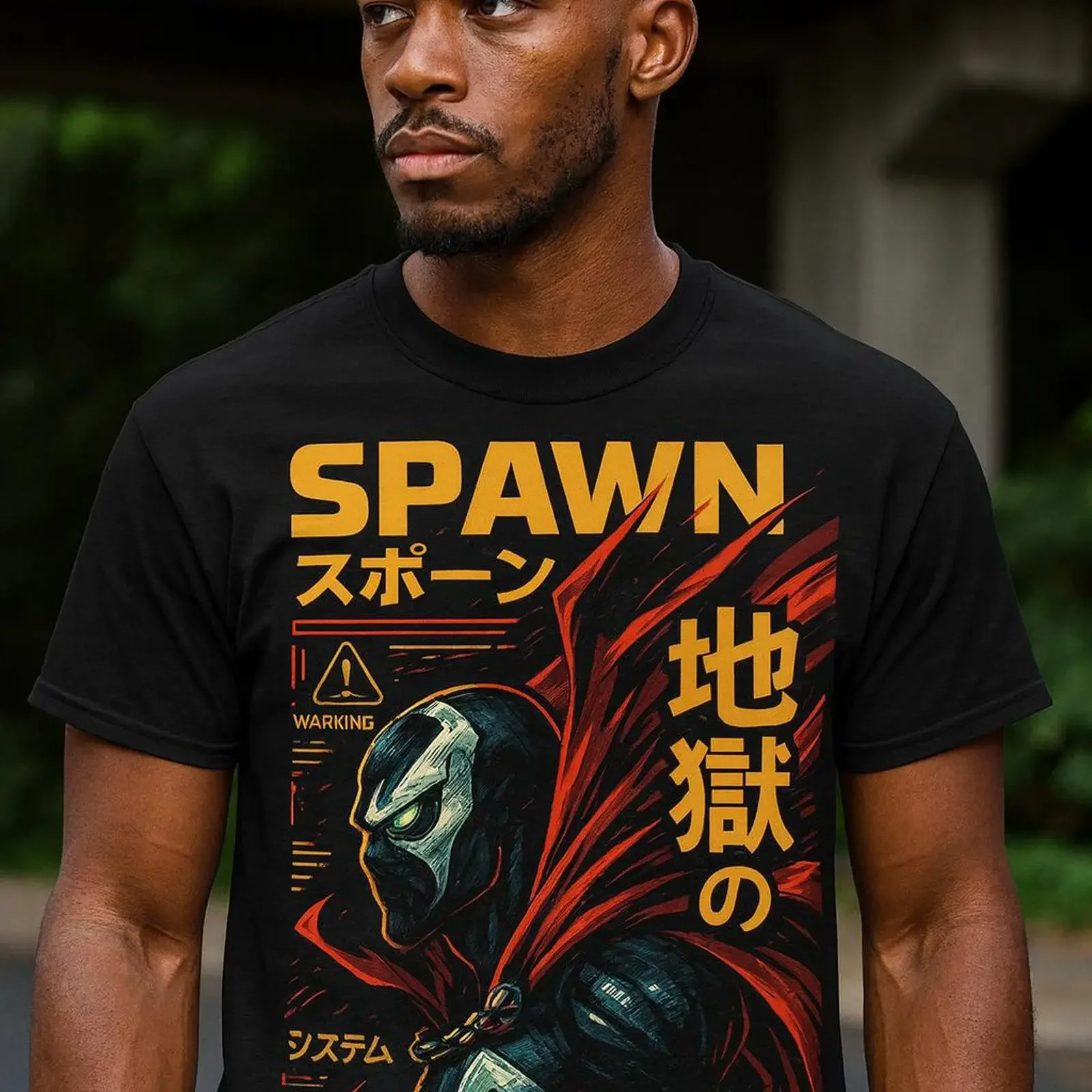 Camiseta Spawn Black Shadow, estilo urbano, vintage, lavada, cómoda, unisex, elegante, versátil, gráfica, informal, para hombre