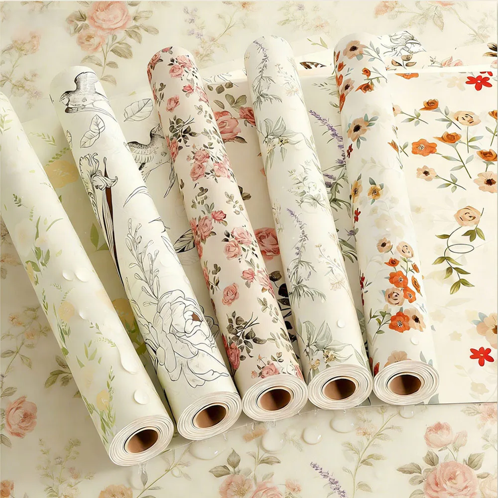 Retro Floral Peel Stick Wallpaper 44x100cm Waterproof Self Adhesive Removable Contact Paper for Wall Drawer Liner Cabinet Decor