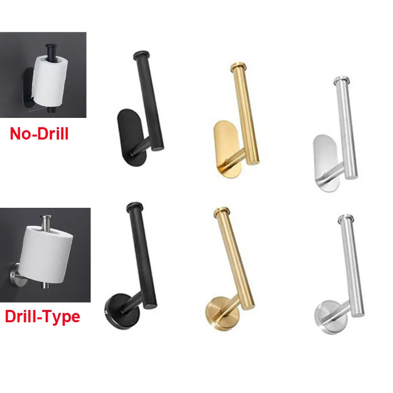 Self-Adhesive Stainless Steel Toilet Roll Paper Towel Toilet wall Mount Holder Organizers Punch-Free Rack Tissue Accessories
