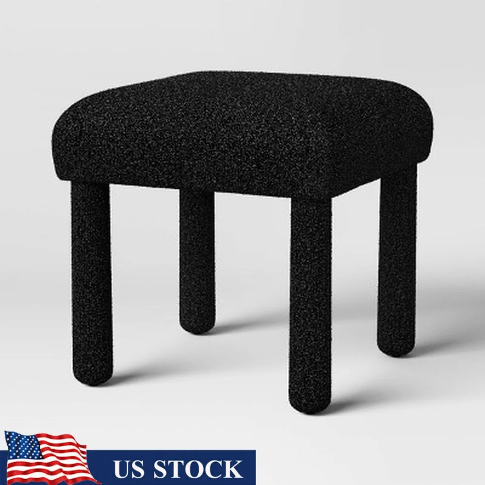 

Upholstered Stool Ottoman Wooden Frame Soft Cushioning Rectangular Shape Indoor Seating Versatile Use Easy Assembly No Tools