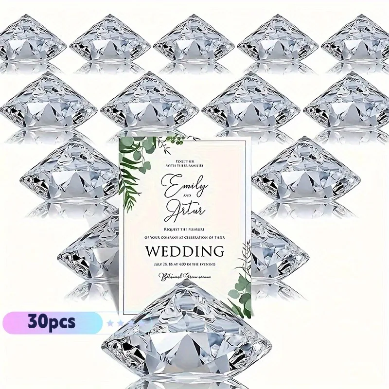 

Набор из 30 акриловых подставок для карточек в форме бриллианта, элегантные держатели для визиток/именных карточек, декор для стола на свадьбы и дни рождения