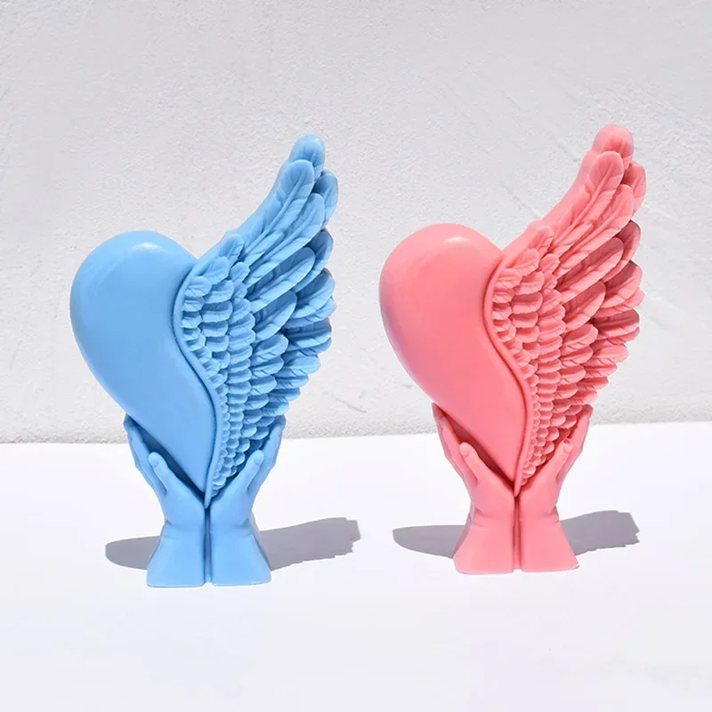 Hand Holding Love Wings Silicone Candle Mold DIY Angel Wings Plaster Crafts Resin Soap Candle Making Supplies Home Art