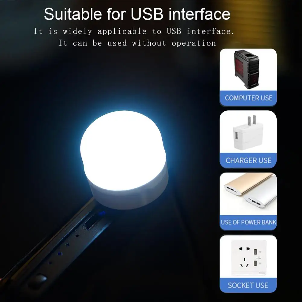 Mini USB Night Light Warm White Eye Protection Book Reading Light USB Plug Computer Mobile Power Charging LED Night Lamp for car
