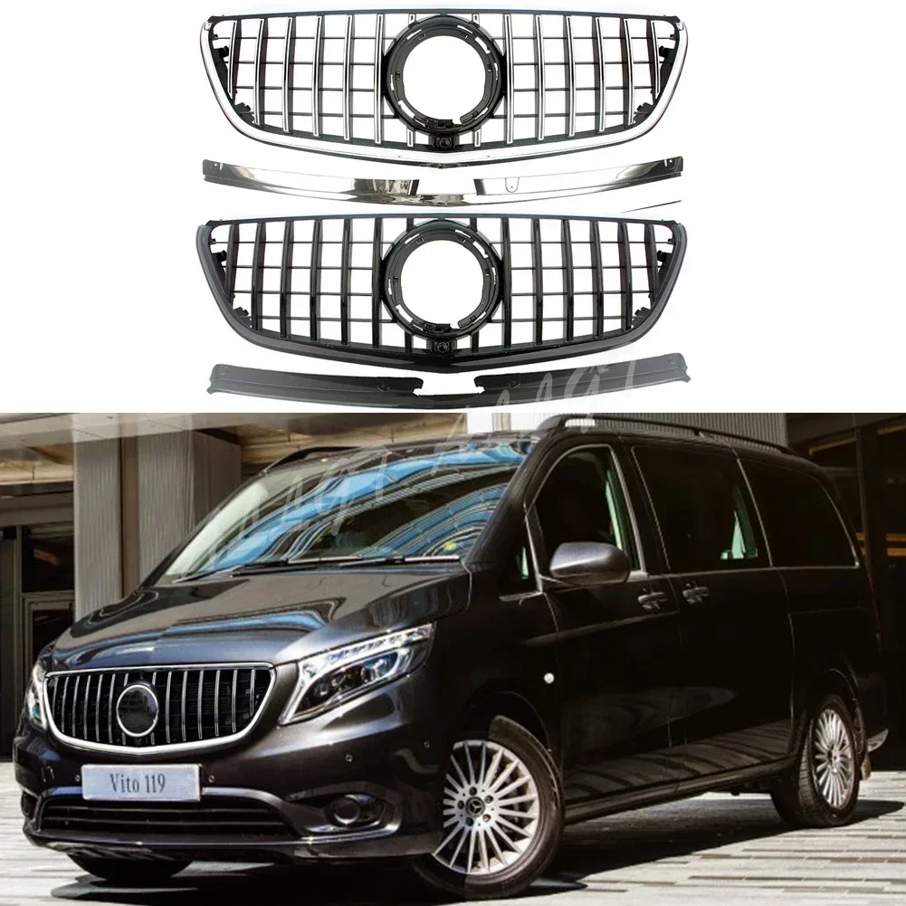 Car Front Racing Billet Bumper Grilles Upper Facelift Grill For Mercedez-Benz W447 Metris/Vito Van 2020 2021 GT