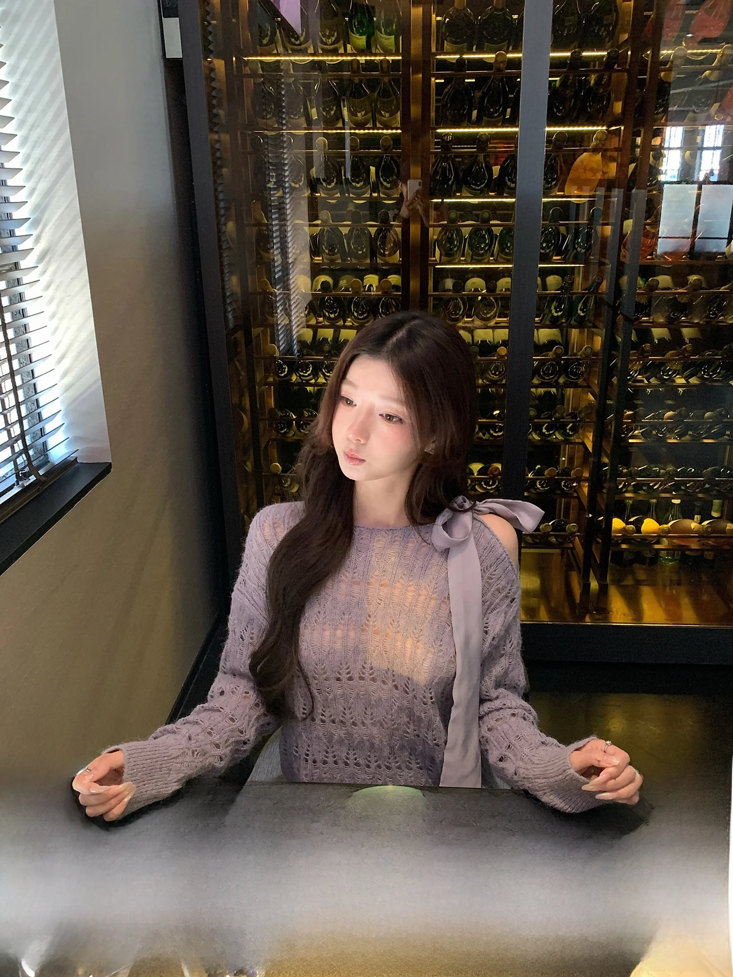 

YoyoZhang Long Sve Knitted Hollow out Sweater Women's Loose Fit Autumn Casual Sle Faionable round Ne Top