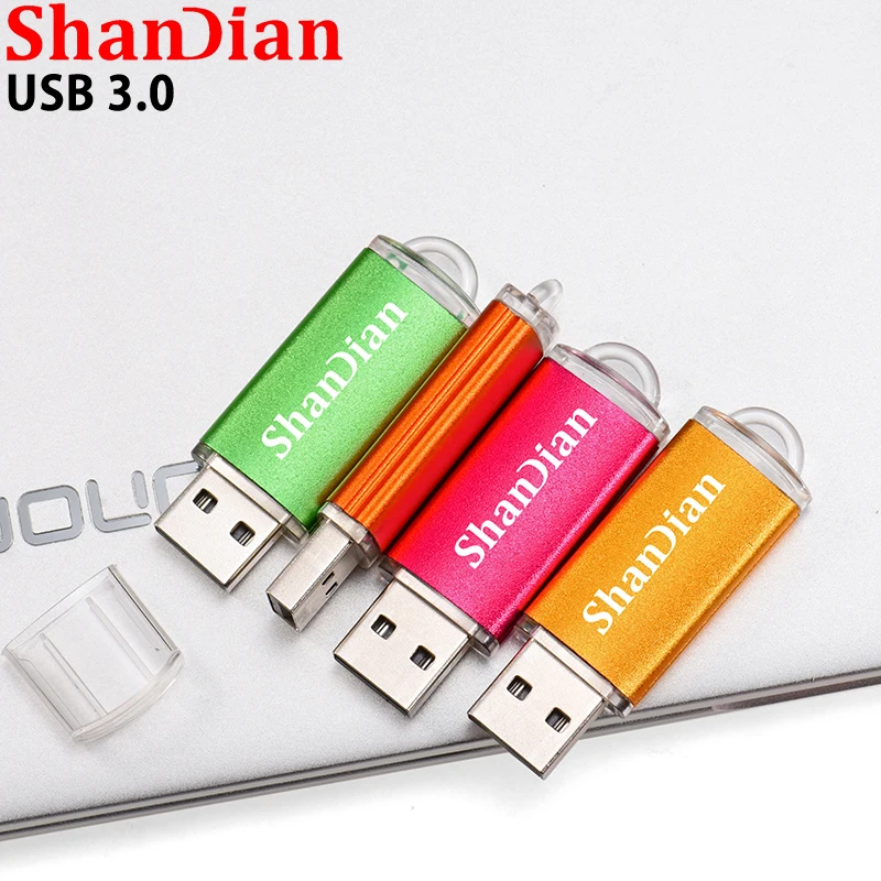 

SHANDIAN Colorful Plastics USB 3.0 Flash Drives 128GB Memory Stick 64GB Pen Drive 32GB Black U Disk 16GB Free Logo Creative Gift