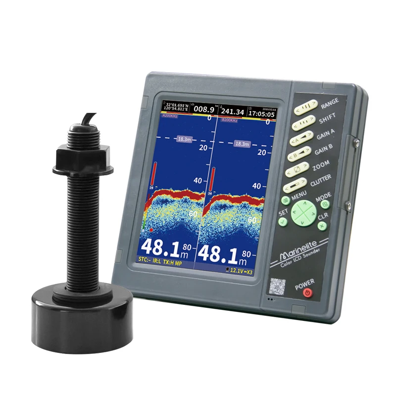 Single Frequency Through Hull GPS Echo Sounder Marine Plastic Light For Boat Application