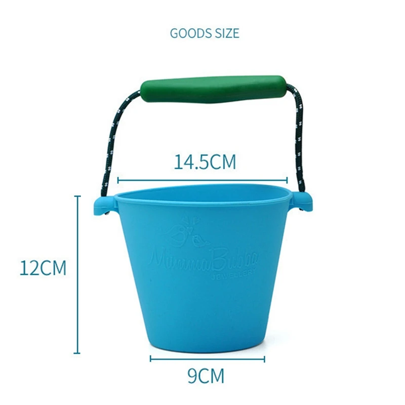 Kids Beach Bucket Silicone Folding Hand-Held Barrel Toy Baby Shower Bath Toy Sand Dabbling Pour Water Toy