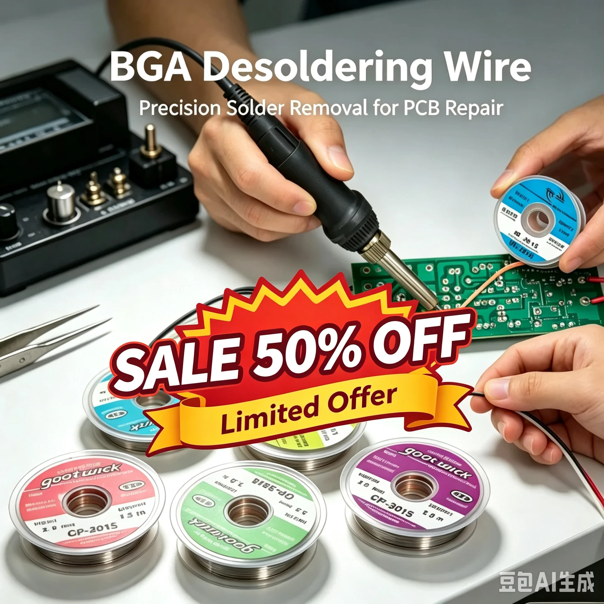 5 Pcs/set BGA Desoldering Wire Desolder Wick Solder Removal Braid Soldering for Soldering Iron PCB Electronic Repair WL1515-3515