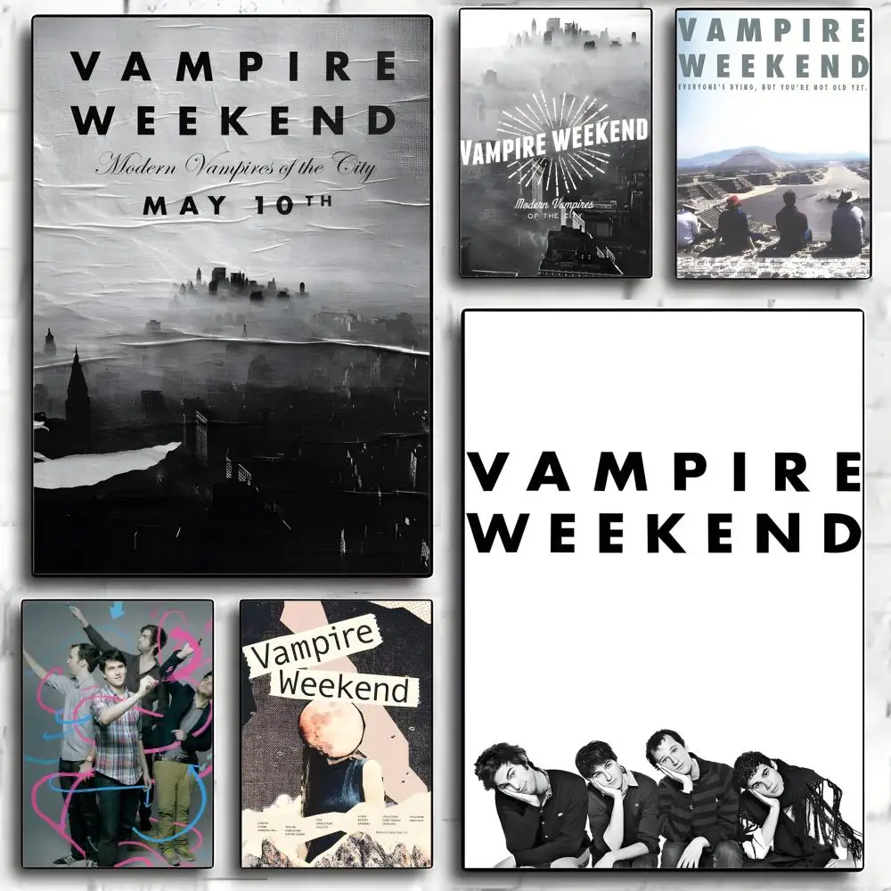 Vampire W-Weekend Rock Band Poster HD Art Sticky Wall Waterproof Home Living Room Bedroom Bar Aesthetic Decoration