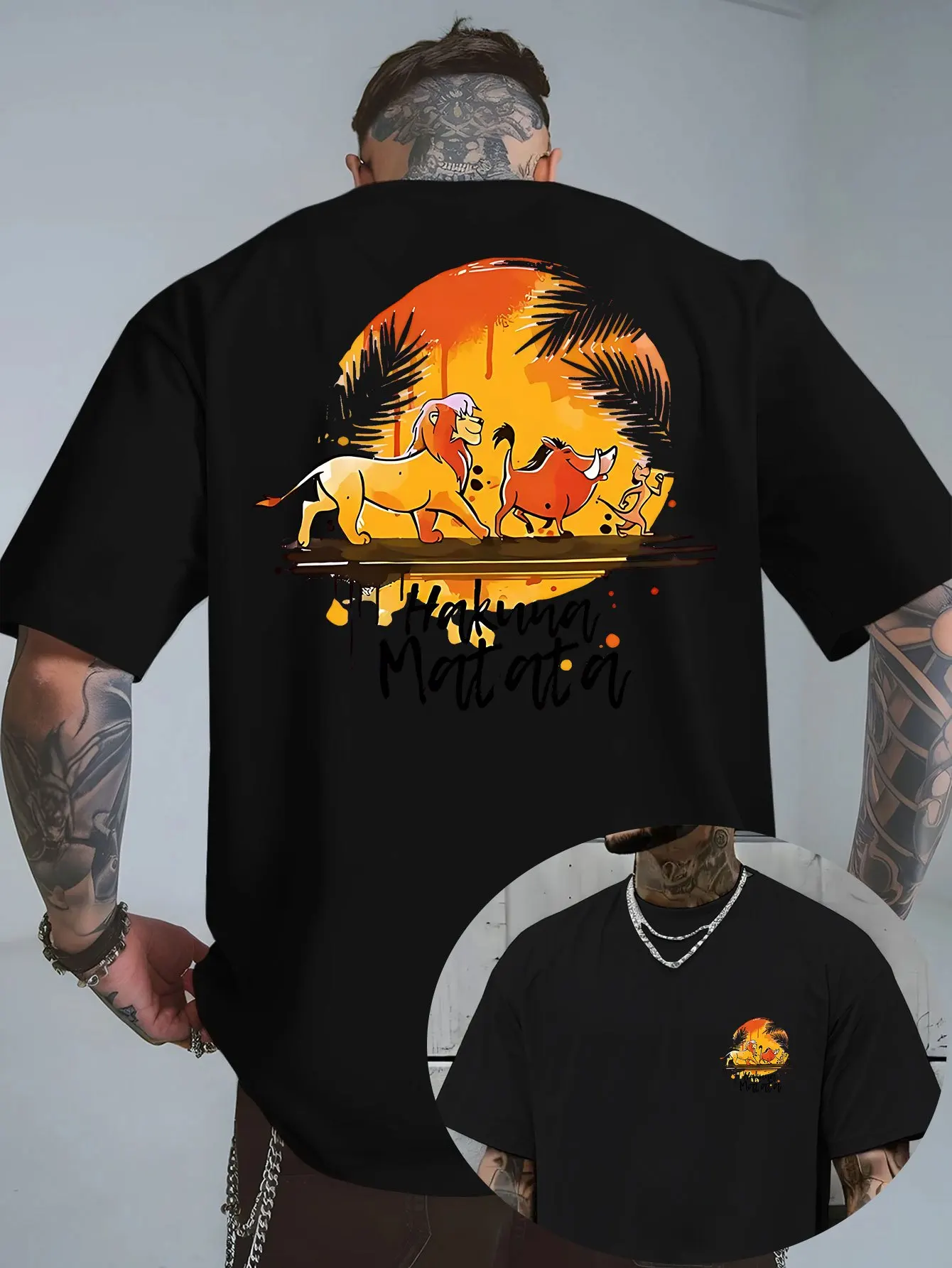 

Disney The Lion King Cartoon Co Branded T-shirt 2026 Men's Summer New Street Hip Hop Trendy Casual Loose Y2K Short Sleeved Top