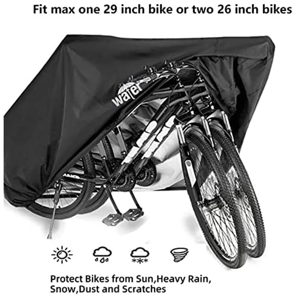 Cubierta de bicicleta para 1 o 2 bicicletas, 210T impermeable al aire libre protector de almacenamiento de bicicletas lluvia sol UV polvo cubierta de bicicleta a prueba de viento