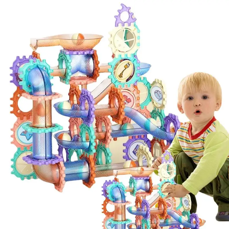 Marble Track Set DIY Construction Marble Run Race Track Building Blocks Kids 3D Maze Ball Roll Toys Children Christmas Gifts