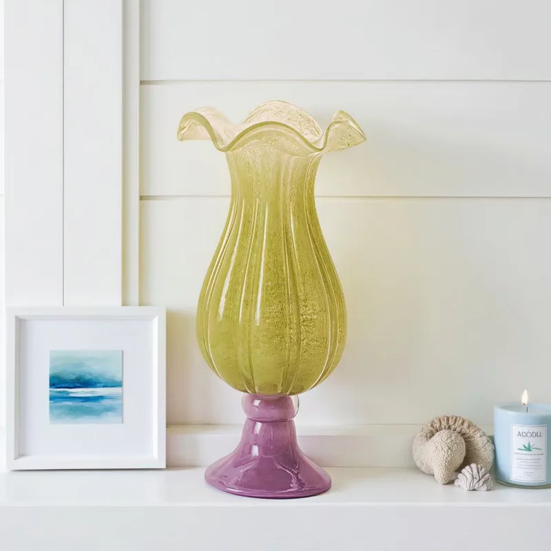Light luxury medieval high-footed decorative vase living room dining table vase flower ornament