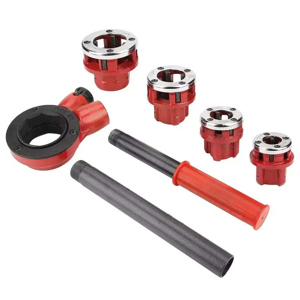 6 Size Dies Portable Manual  Ratchet Pipe Threading Machine Kit 0.5