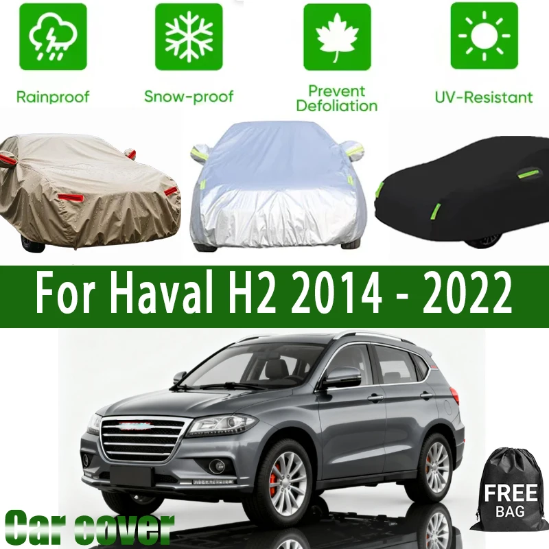 

For Haval H2 2014-2022 Car Covers with Reflective Strip Anti Corrosion Sun Rain Snow Wind Protection Dustproof UV Scratch