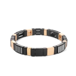 New Fashion 8x12mm Rectangle Shape Bracelets For Women Cross Charms Beads Elastic Bangle For Women Colorful Metal Rainbo Jewelry