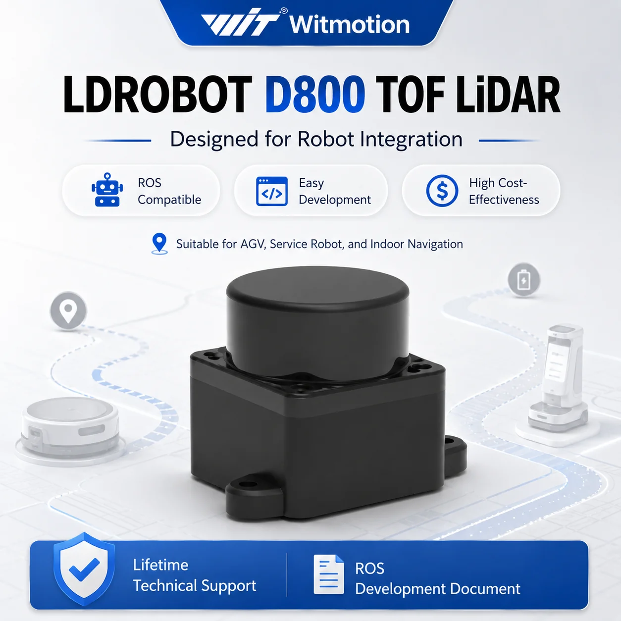 LDROBOT D800 STL-27L 25m DToF LiDAR Sensor Kit 360° Scanning Laser Radar Module ROS1 ROS2 Outdoor Robot Car SLAM Navigation
