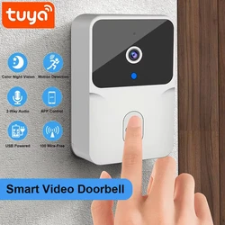 Timbre de puerta inteligente con WiFi, intercomunicador inalámbrico con cámara HD IR, alarma de seguridad para el hogar, Tuya