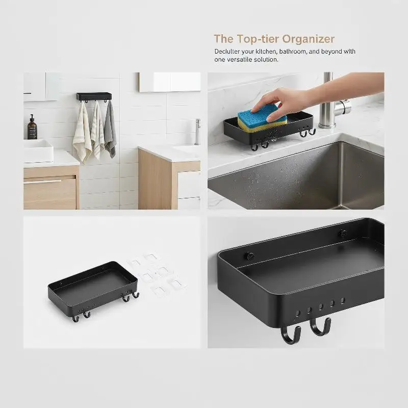 Rotating Wall-Mount Kitchen Cloth Organizer with Integrated Drainage Perfect for Compact Spaces