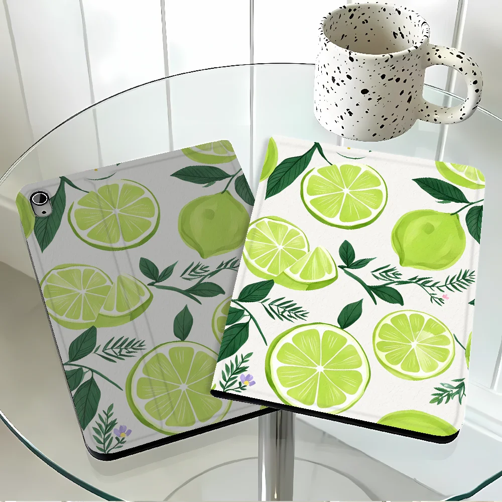 Case for Apple iPad Pro11 13 Air 11 13 M4 M3 M2 A16 2026 10th 7/8/9th with Pencil Slot Air 4/5/6th Lemon Geometric